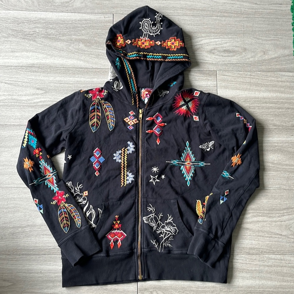 SAGUARO MODERN ZIP UP HOODIE SIZE XXS Johnny Was Zip Up Jacket